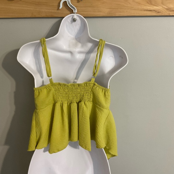 Kirious Los Angeles Vibrant Lime Green Ruched Crop Top Medium - Picture 2 of 6